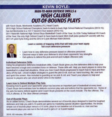 Man To Man Defensive Drills And Out Of Bounds Plays by Kevin Boyle Instructional Basketball Coaching Video